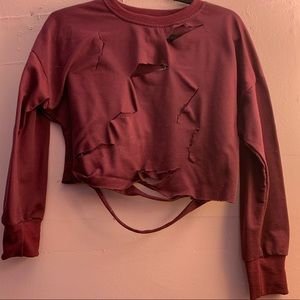 maroon ripped crop top